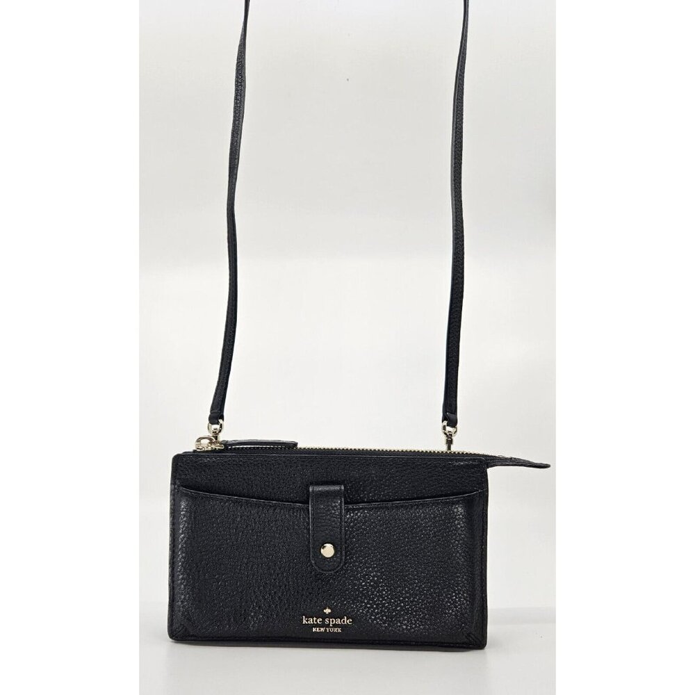 kate spade Black Leather Jackson Small Tab Detachable Crossbody Shoulder Bag